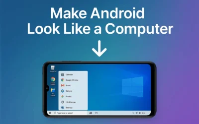 Computer look launcher preview on an Android smartphone