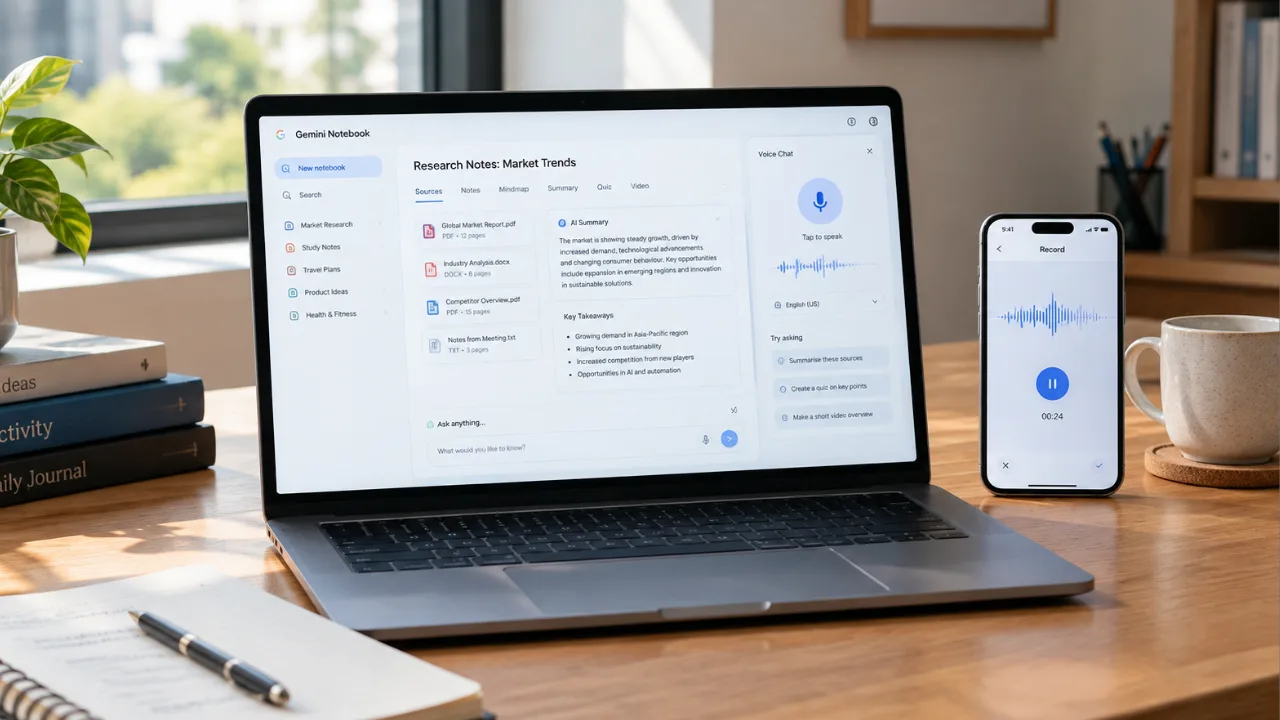 Google Gemini Notebook Gets Major AI Upgrade With Voice Chat, Lecture Recording and More
